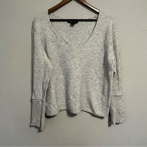 Women's Something Navy Grey V-Neck Sweater - Picture 2 of 7